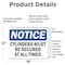 Signmission Cylinders Must Be Secured At All Times, 18 in W x Rectangle, Vinyl Decal OS-2PACK-NS-D-1218-L-15387 - alternate 6